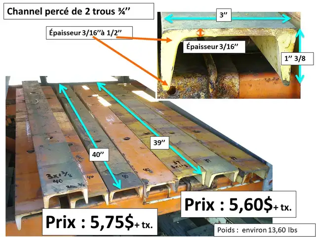 Channel 10'' x 2'' 1/2 x 27''1/2(34''1/4) en angle, et autres - Photo 9