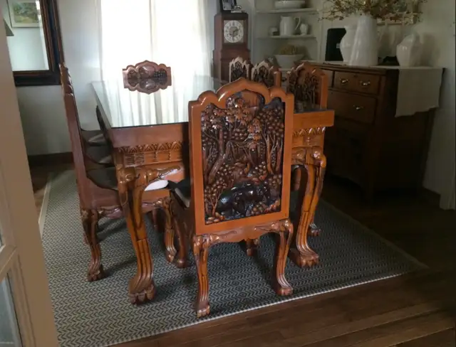 One of a kind, hand carved furniture set from Thialand