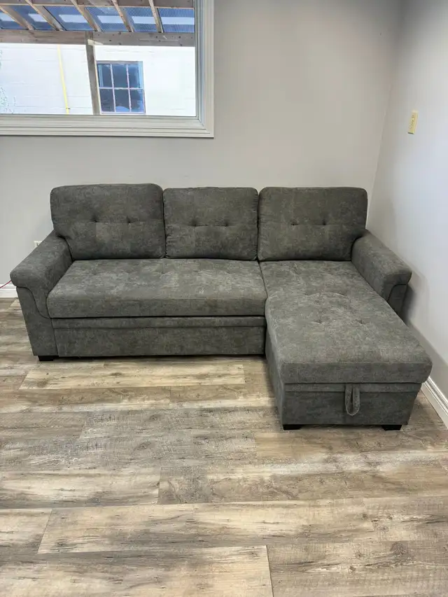 New Sleek Grey Sectional Sofa Bed In Fabric At Hot Sale - Photo 2