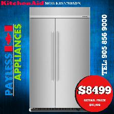 Kitchenaid KBSN708MPS 48' Side by Side Built In Refrigerator
