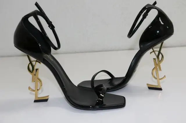 NEW Saint Laurent Opyum Patent Leather heeled Sandals - size 6 - Photo 2