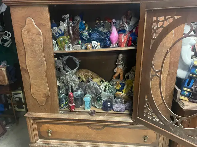 Vintage Curio Cabinet with Decorative Glass Panel (OBO) - Photo 2