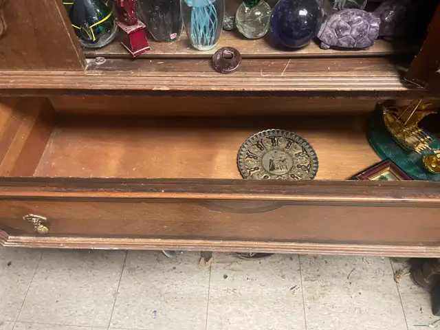 Vintage Curio Cabinet with Decorative Glass Panel (OBO) - Photo 3