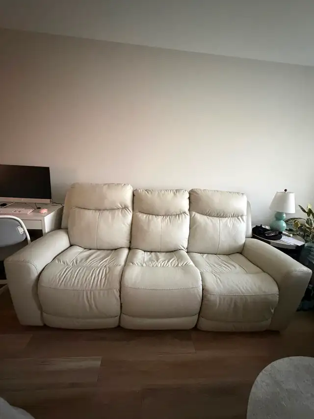 Electric Reclining Leather Sofa - Photo 2