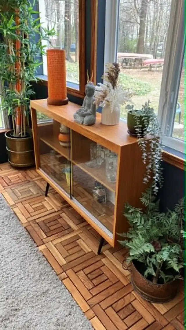 Mid century. Crédence, buffet, bibliothèque. Lampe teak teck PAS