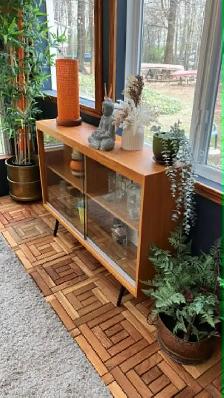 Mid century. Crédence, buffet, bibliothèque. Lampe teak teck PAS