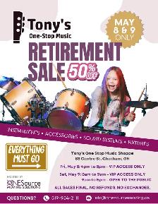 Tony’s One Stop Music Shoppe Retirement Clear-Out Sale
