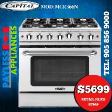 Capital Gas Range 36' Precision Series MCR366N Pro-Style With 6