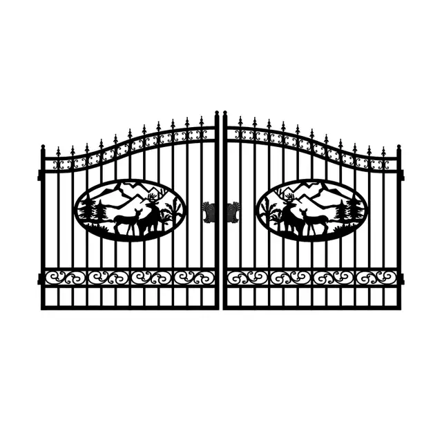 Portail décoratif en métal avec motif de cerf de 4,27 m (14 pi)