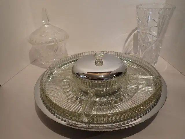 1960s Glass & Chrome Lazy Susan