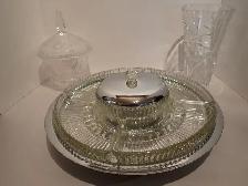 1960s Glass & Chrome Lazy Susan