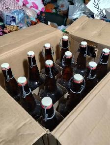 EZ Cap 32 oz. Amber Swing Top Bottles