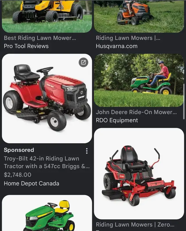 I’m looking for ride on mower!