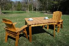 Custom Handmade Cedar Patio Table and Chairs w/Floral Design