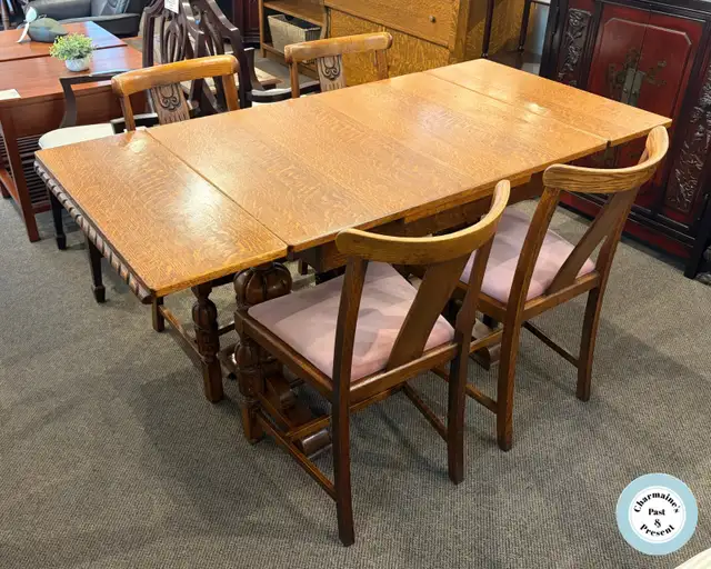 Incredible Antique Oak Dining Table and 4 Chairs at Charmaine's - Photo 2