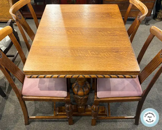 Incredible Antique Oak Dining Table and 4 Chairs at Charmaine's - Photo 3