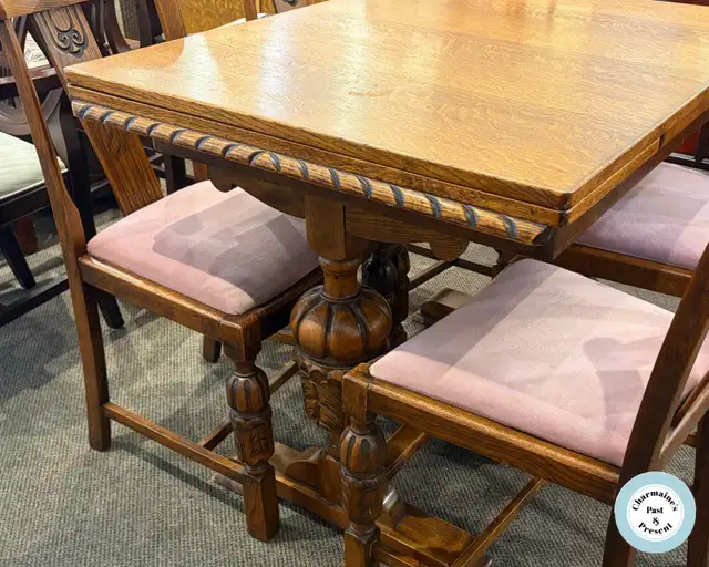 Incredible Antique Oak Dining Table and 4 Chairs at Charmaine's - Photo 4