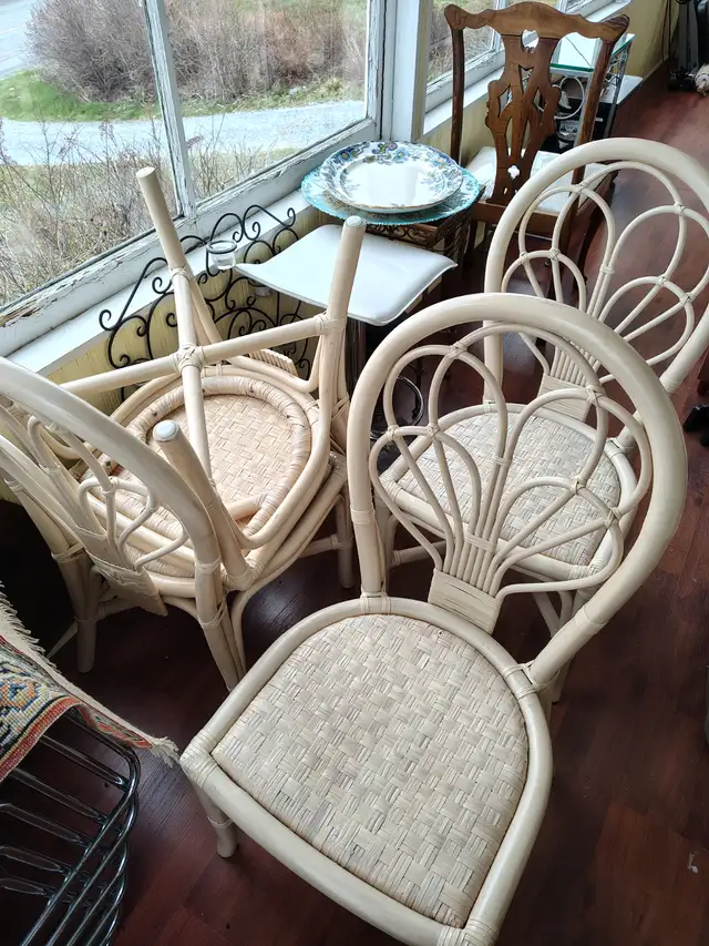 Wicker glass table / 4 chairs - Photo 2