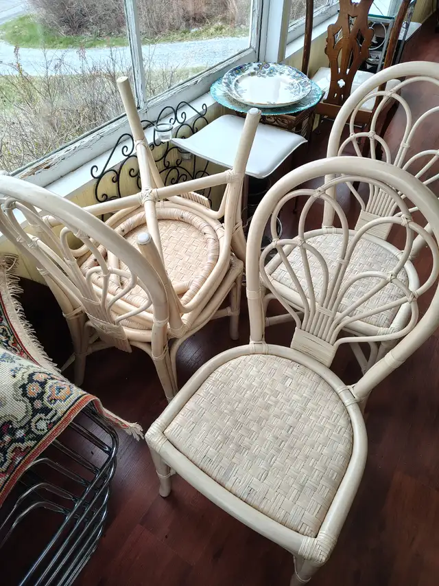Wicker glass table / 4 chairs - Photo 3