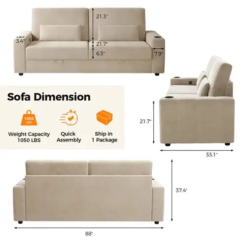 Brand New 72.5" or 87" Velvet Sofa Couch Special Selling at $423
