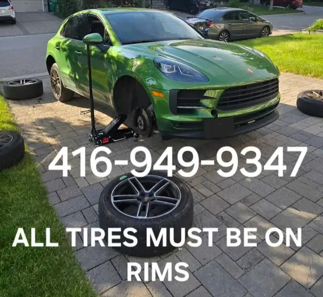 seasonal tire change on your driveway
