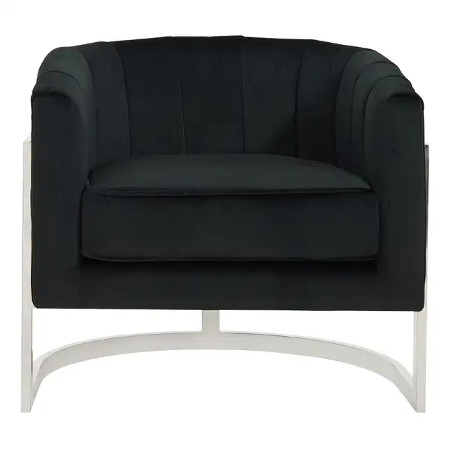 LUXURIOUS ACCENT CHAIR IN BLACK VELVET AND CHROME BASE! - Photo 2