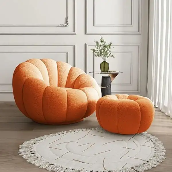Brand New Pumpkin Swivel Accent Chair with Ottoman Special $299 - Photo 6