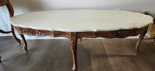 marble top coffee table and side tables