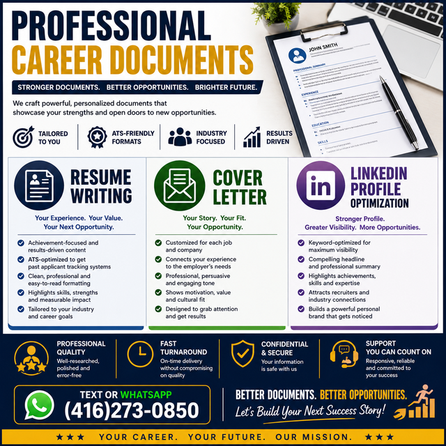 JOB WINNING RESUME WRITING, COVER LETTER, LINKEDIN PROFILE