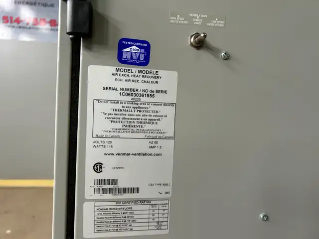 Échangeur de chaleur Venmar HVI Air Heat Exchanger Recovery - Photo 10