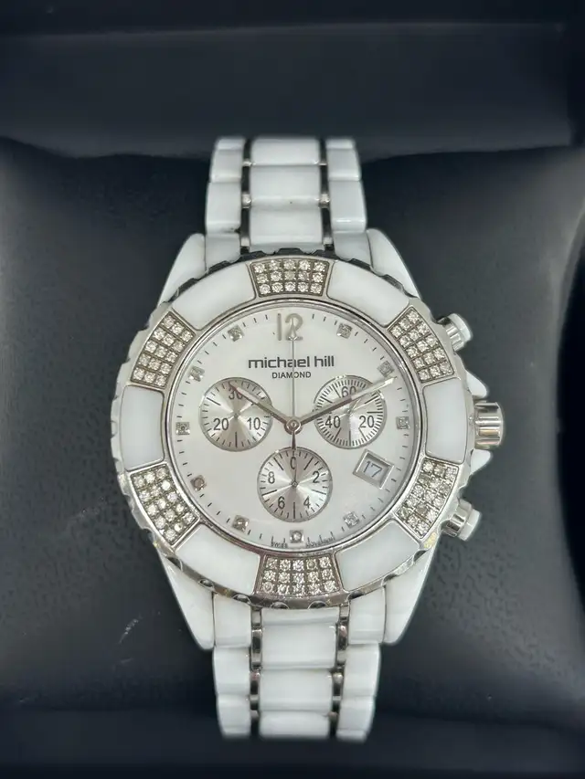 Michael Hill White Ceramic Watch 3/4 Carat Diamonds