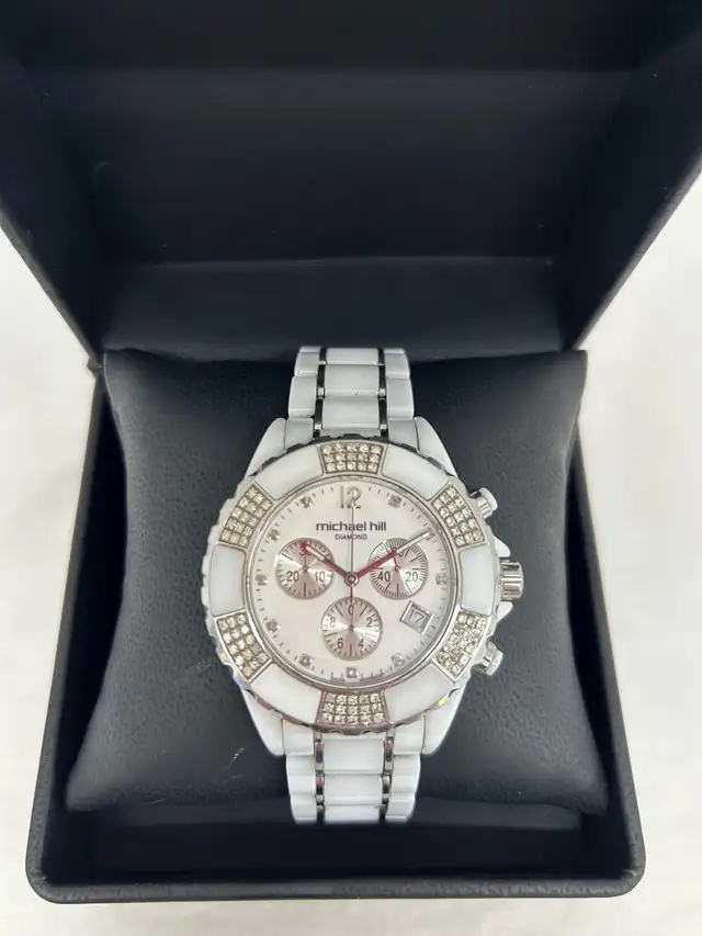Michael Hill White Ceramic Watch 3/4 Carat Diamonds - Photo 2