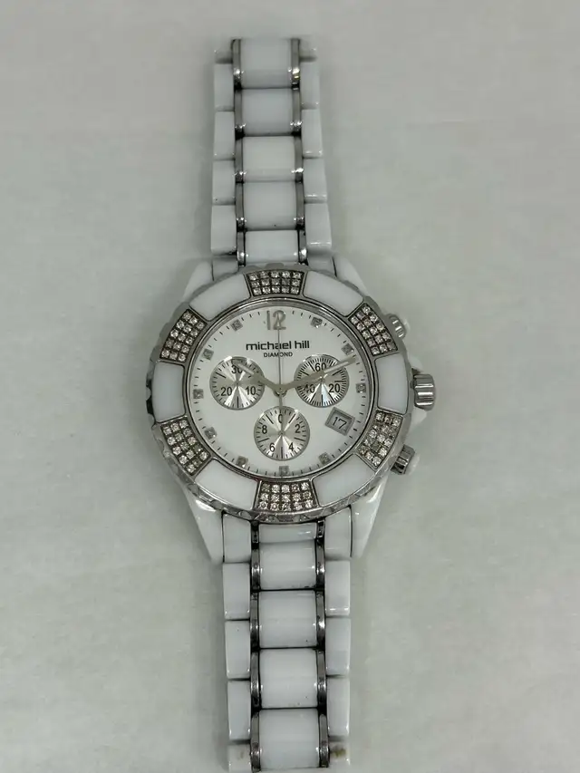 Michael Hill White Ceramic Watch 3/4 Carat Diamonds - Photo 3
