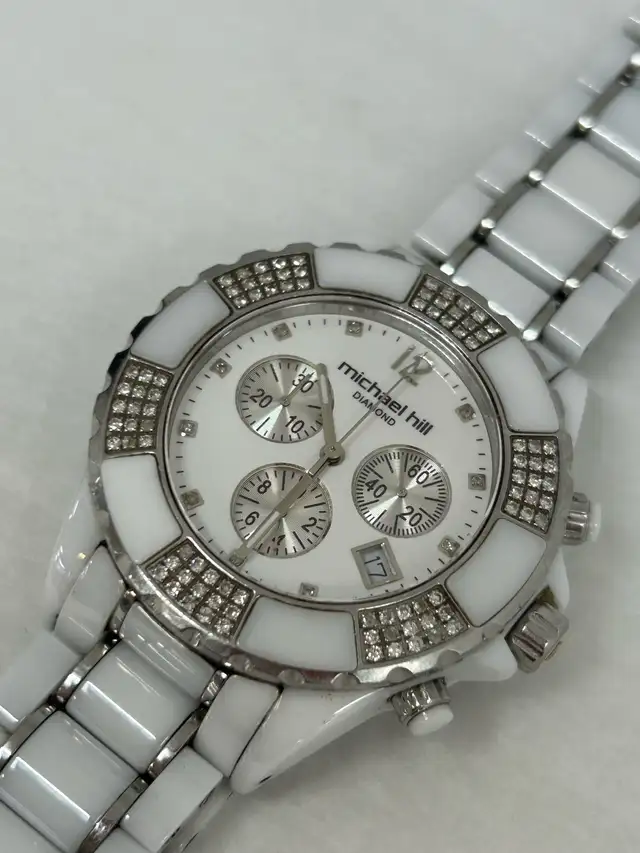 Michael Hill White Ceramic Watch 3/4 Carat Diamonds - Photo 4