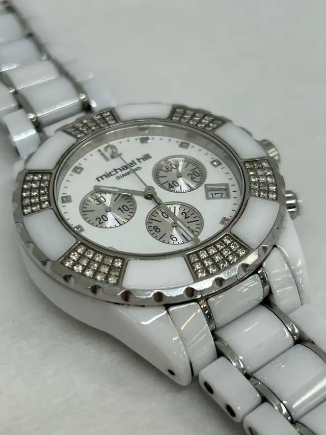 Michael Hill White Ceramic Watch 3/4 Carat Diamonds - Photo 5