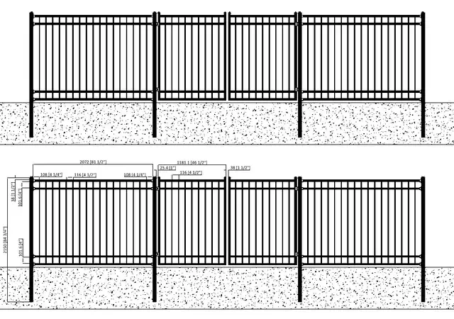 Clôture métallique de 45 m (148 pi) – 20 panneaux   portails à p