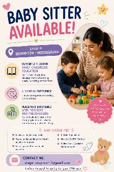 Available for child care / babysitting job