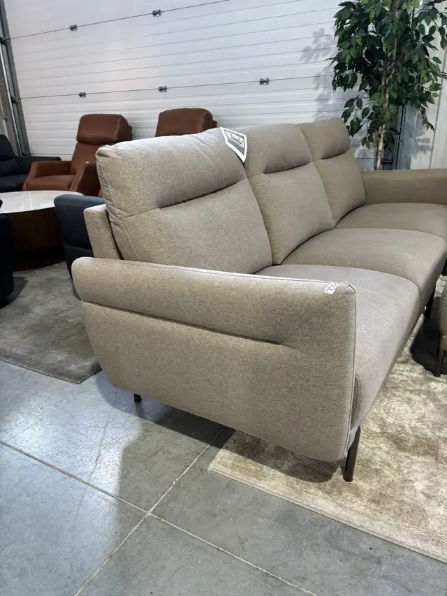 Brown fabric sofa with matching ottoman - Photo 2