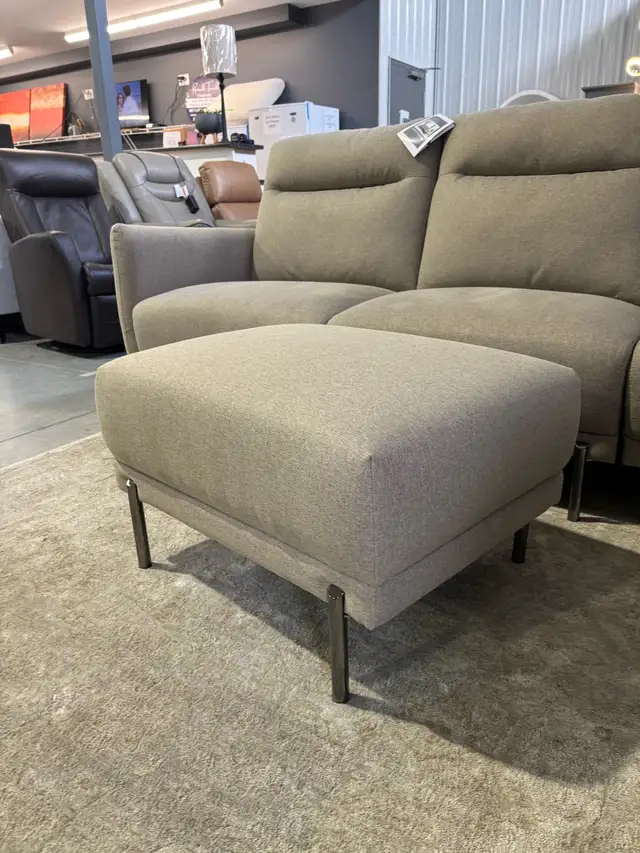 Brown fabric sofa with matching ottoman - Photo 3