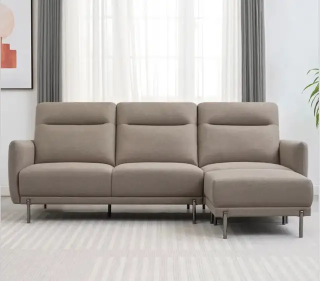 Brown fabric sofa with matching ottoman - Photo 4