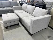 Light grey fabric sofa with matching ottoman - Photo 2