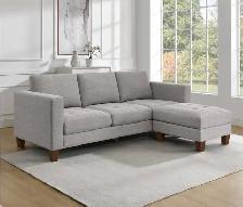 Light grey fabric sofa with matching ottoman - Photo 3