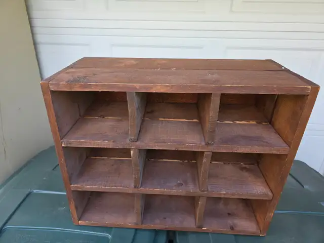 Nine Compartments Antique Vintage Wine Bottle Rack Wood Crate - Photo 2