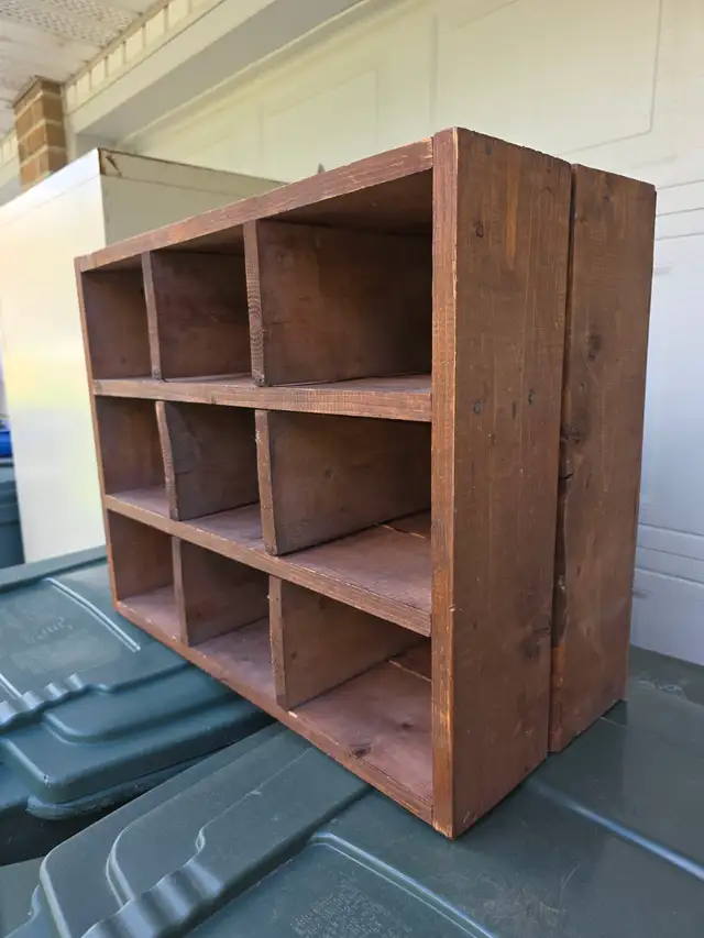 Nine Compartments Antique Vintage Wine Bottle Rack Wood Crate - Photo 3