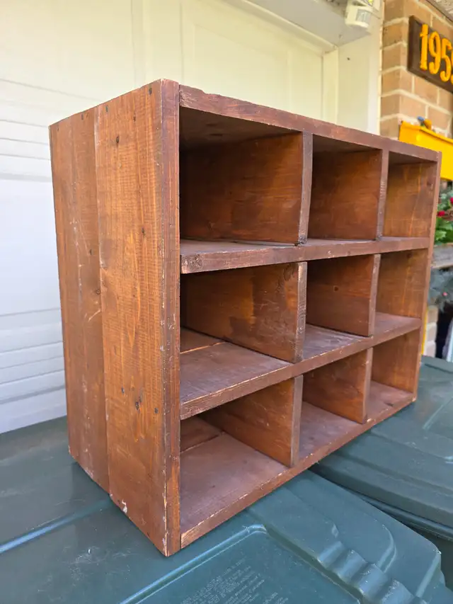 Nine Compartments Antique Vintage Wine Bottle Rack Wood Crate - Photo 5