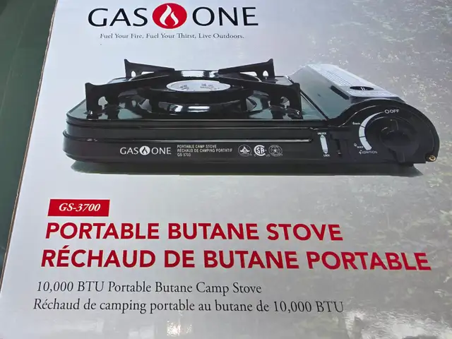 GAS ONE 10,000 BTU Portable Butane Gas Camping Stove Plastic Cas - Photo 4