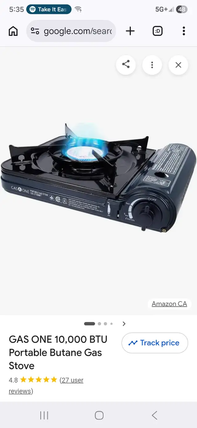 GAS ONE 10,000 BTU Portable Butane Gas Camping Stove Plastic Cas - Photo 9
