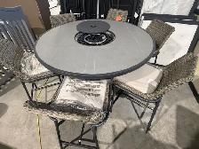 60" round outdoor patio dining set with fire table - Photo 2