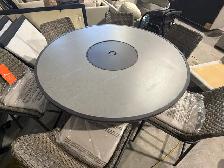 60" round outdoor patio dining set with fire table - Photo 3