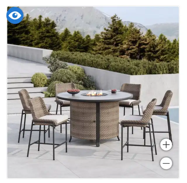 60" round outdoor patio dining set with fire table - Photo 6